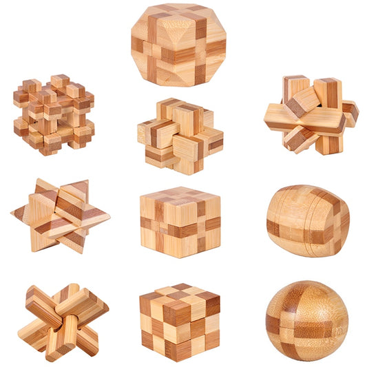 Artisanal Delights: Exquisite Collection of 10 Handcrafted Wooden 3D Puzzles